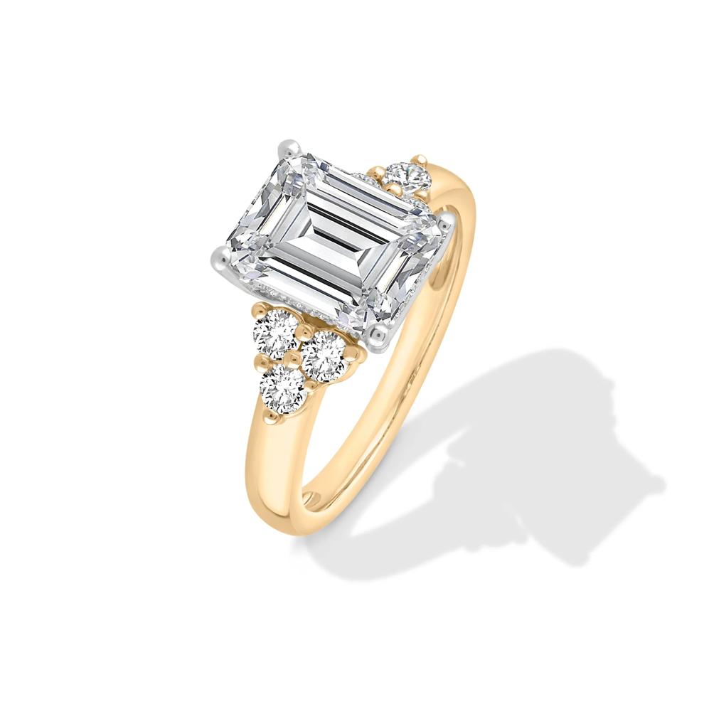 Lab Grown Diamond Emerald-Cut Engagement Ring in 14K Yellow &amp; White Gold (3 1/2 ct. tw.) – Image 4 of 4