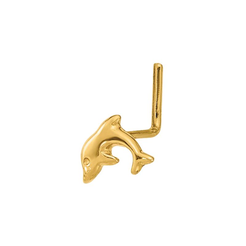 Polished Dolphin Nose Stud in 14K Yellow Gold, 22 Gauge – Image 1 of 3