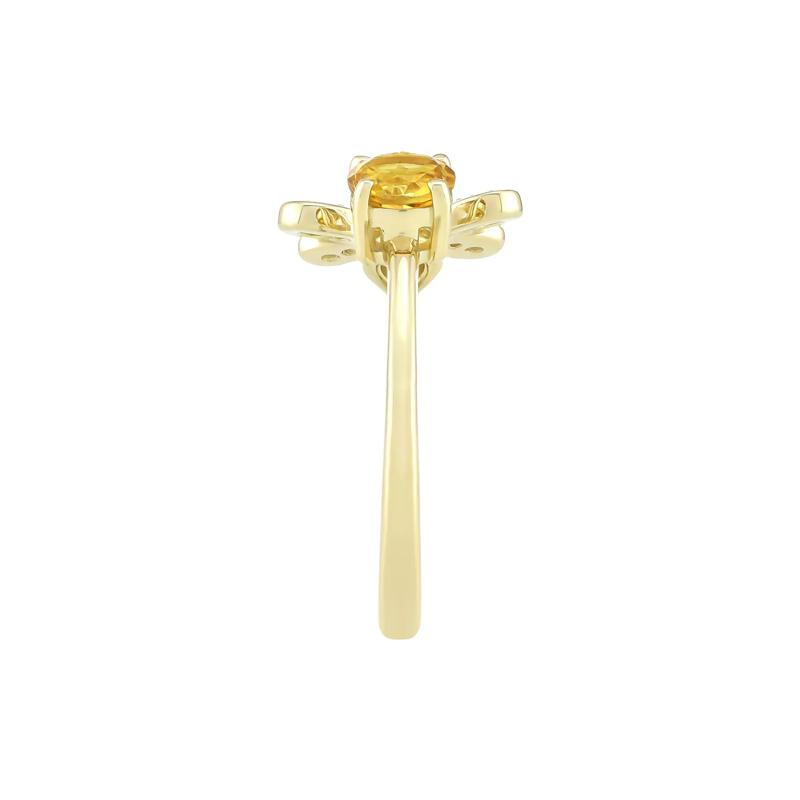 Citrine and White Sapphire Bee Ring in 10K Yellow Gold – Image 3 of 3
