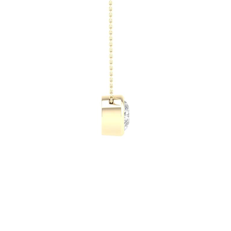 Lab Grown Diamond Oval-Shaped Solitaire Bezel Pendant in 10K Yellow Gold &#40;1 ct. tw.&#41; – Image 3 of 5
