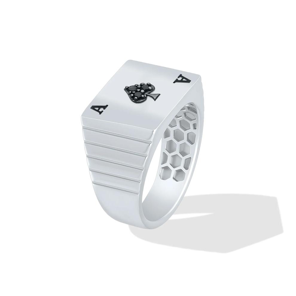 Men's Black Diamond Accent Ace of Spades Card Ring in Black Rhodium Sterling Silver – Image 4 of 4