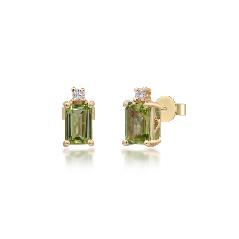 Peridot and Diamond Accent Earrings in 10K Yellow Gold – Image 1 of 3