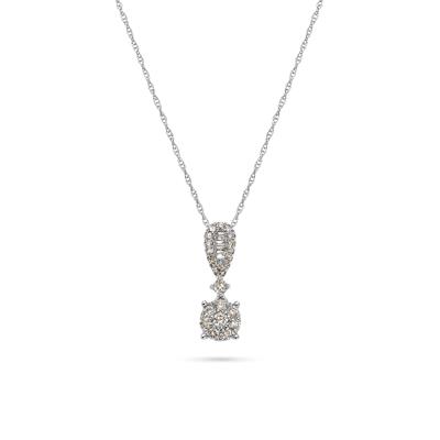 Diamond Round Drop Pendant in 10K White Gold, 18" (1/3 ct. tw.)