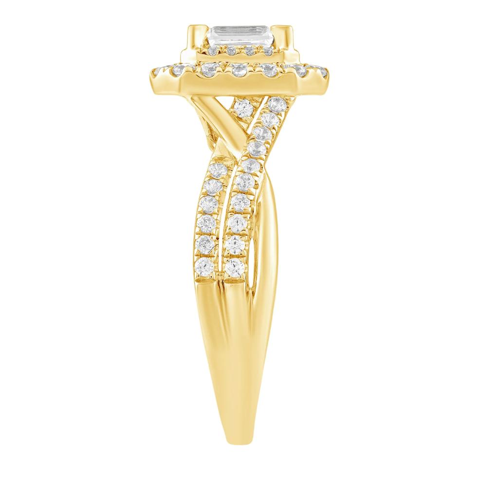 Diamond Emerald-Shape Halo Engagement Ring in 14K Yellow Gold (1 ct. tw.) – Image 3 of 3