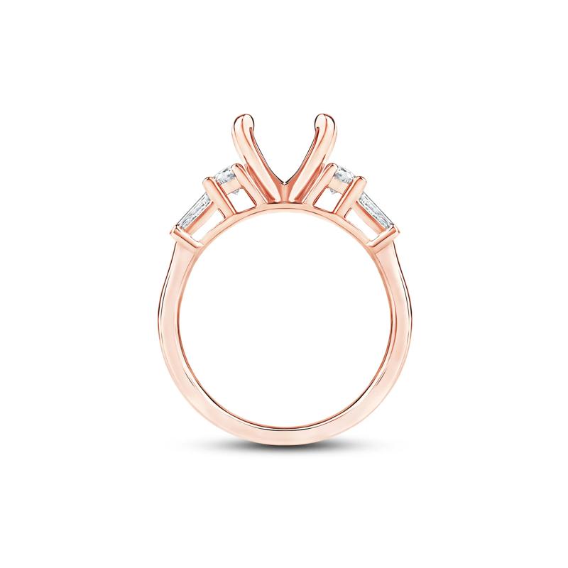 1/2 ct. tw. Round and Baguette-Cut Diamond Semi-Mount Engagement Ring in 14k Rose Gold &#40;Setting Only&#41; – Image 2 of 6