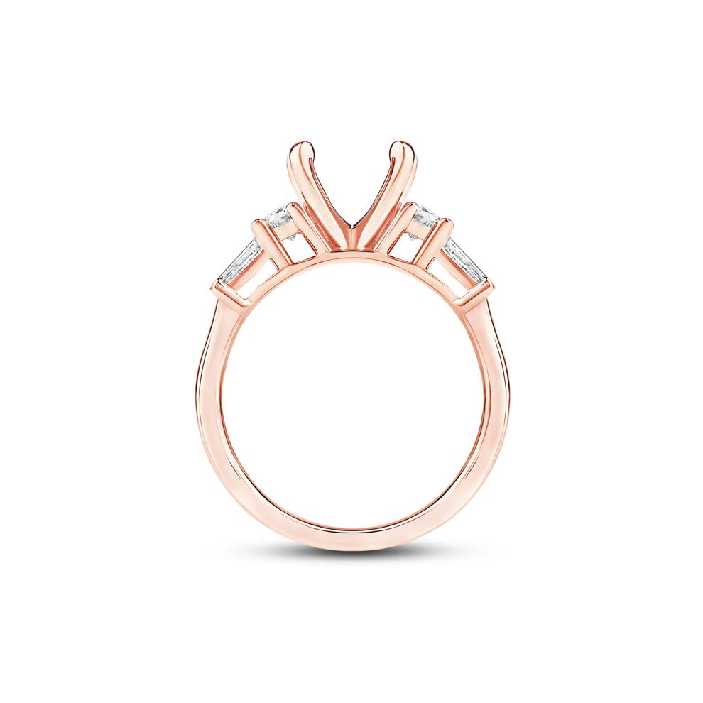 1/2 ct. tw. Round and Baguette-Cut Diamond Semi-Mount Engagement Ring in 14k Rose Gold (Setting Only) – Image 2 of 6
