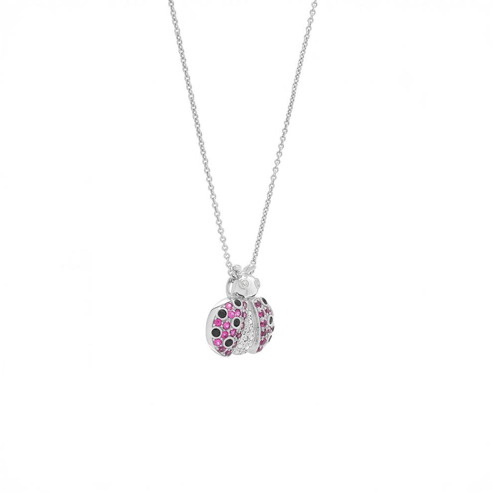 Lab-Created Ruby and Diamond Accent Ladybug Pendant in Sterling Silver – Image 4 of 4