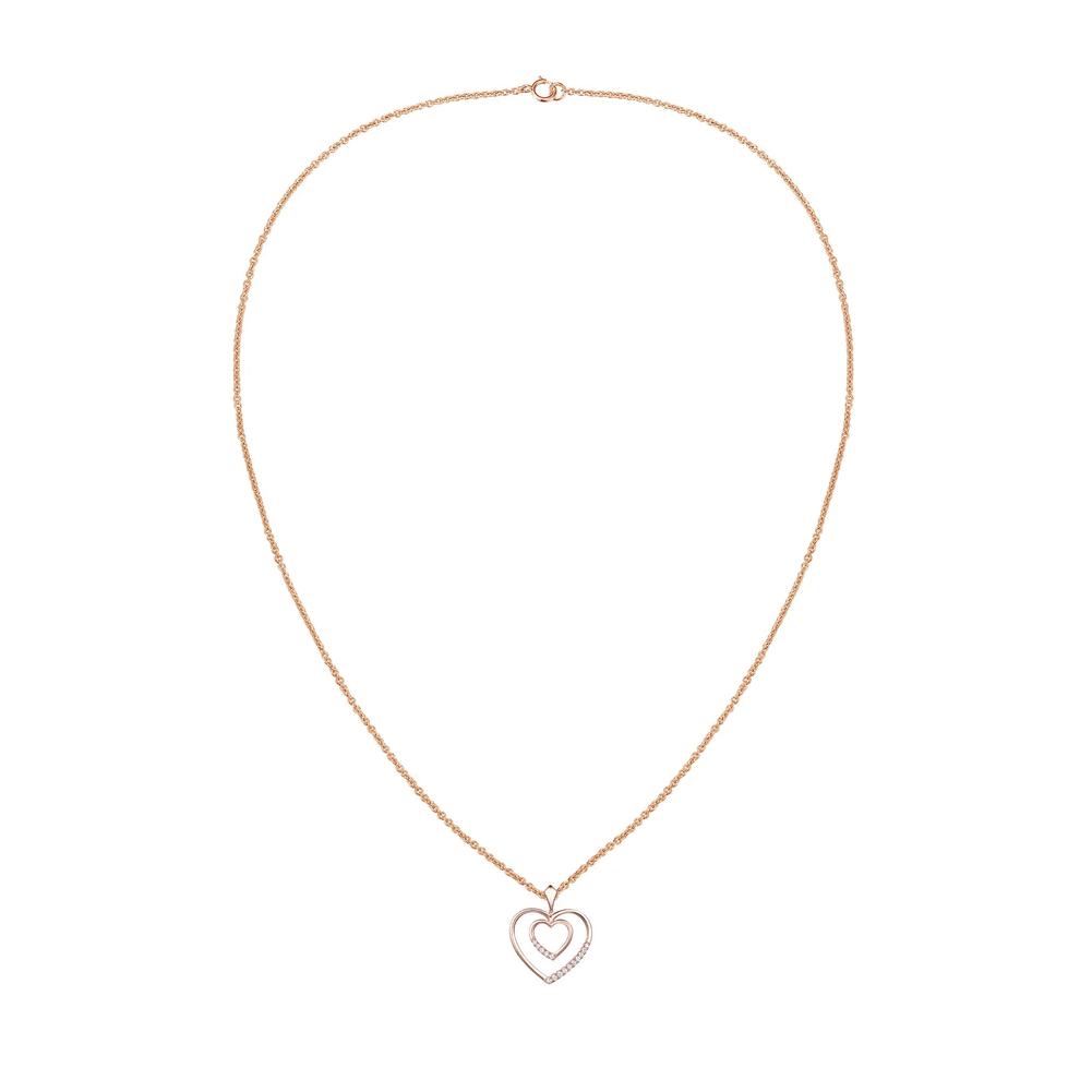 Diamond Heart Pendant in 10K Rose Gold (1/10 ct. tw.) – Image 3 of 4
