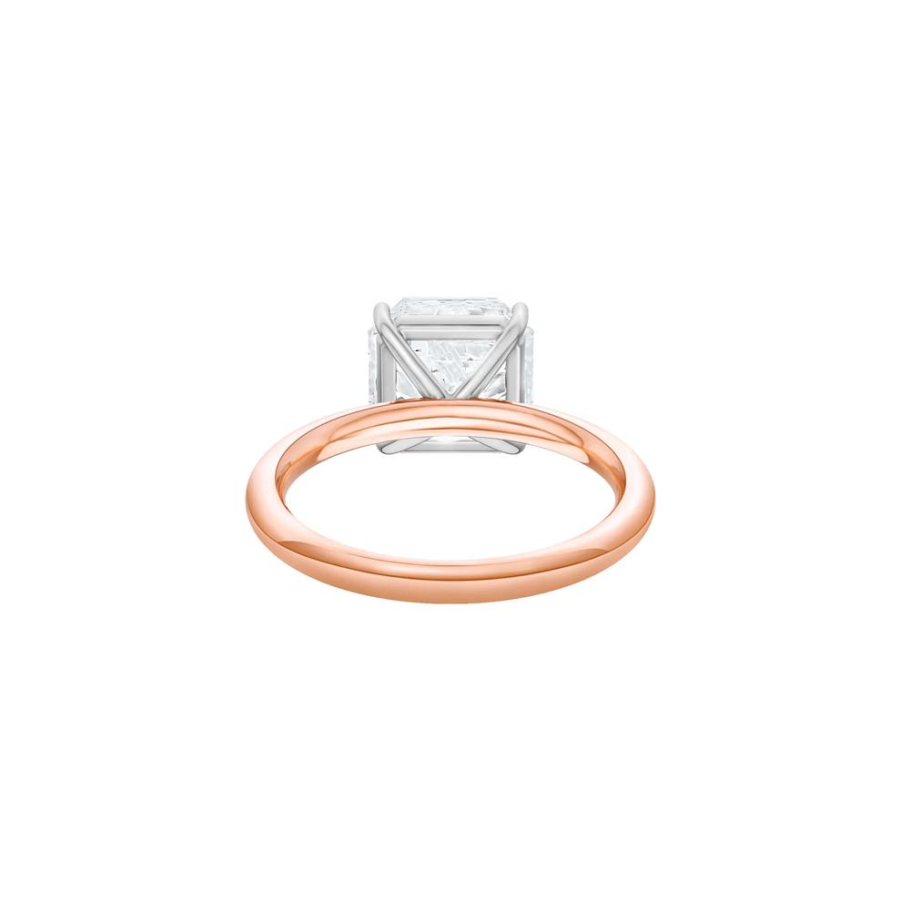 Lab Grown Diamond Square Solitaire Ring in 14K Rose &amp; White Gold (3 ct.) – Image 4 of 4