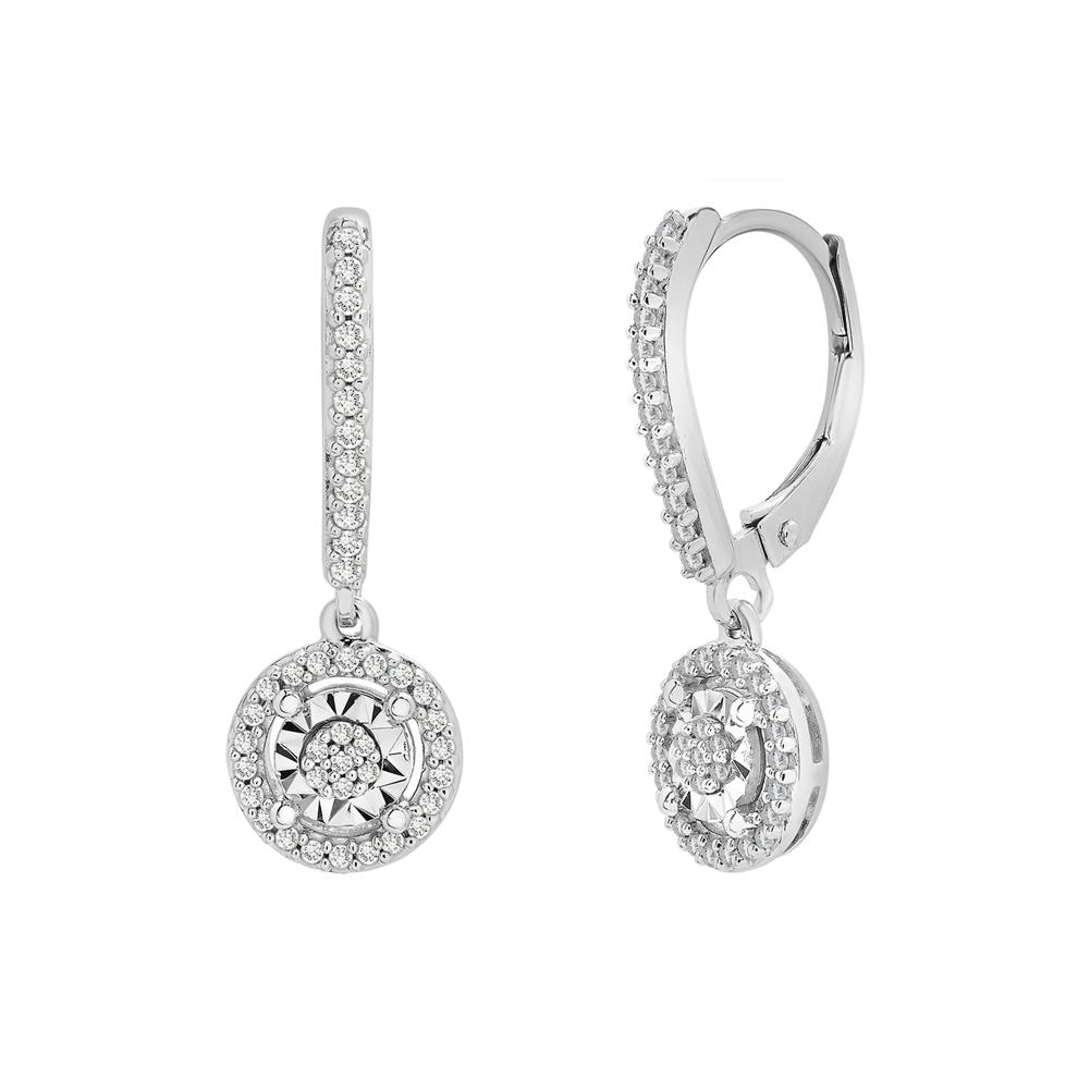 Diamond Drop Earrings with Illusion Settings in Sterling Silver (1/4 ct. tw.) – Image 1 of 1