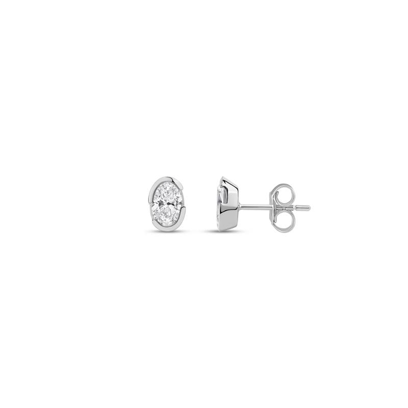Lab Grown Diamond Oval Earrings in 14K White Gold &#40;7/8 ct. tw.&#41; – Image 3 of 3