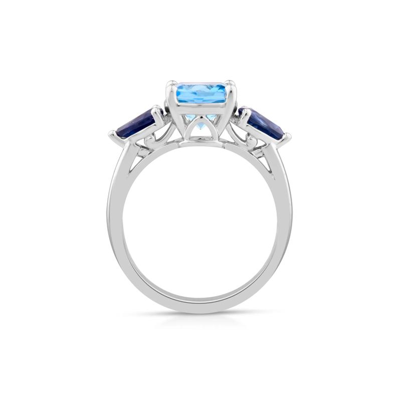 Blue Topaz and Blue Sapphire Ring in 10K White Gold – Image 2 of 3