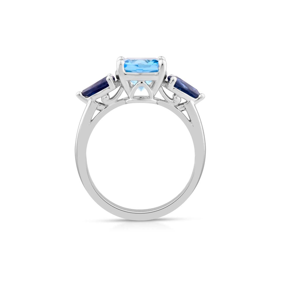 Blue Topaz and Blue Sapphire Ring in 10K White Gold – Image 2 of 3