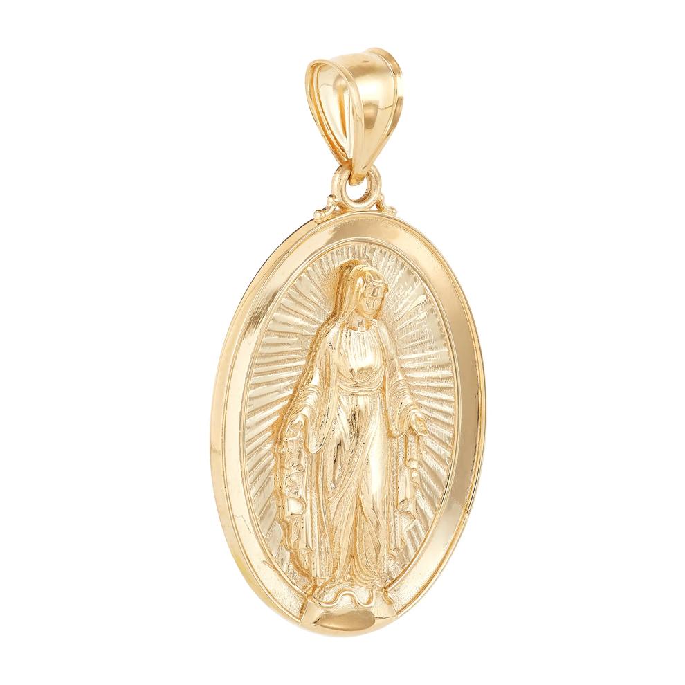 Virgin Mary Medal Charm in 10K Yellow Gold – Image 2 of 3