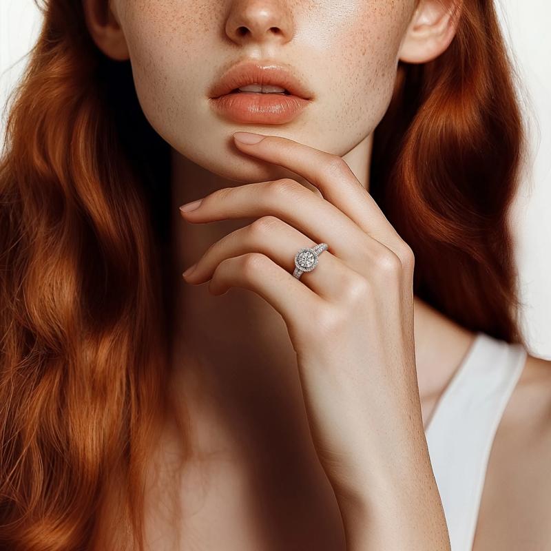 Lab Grown Diamond Halo Engagement Ring in 14K White Gold &#40;1 1/2 ct. tw.&#41; – Image 5 of 5