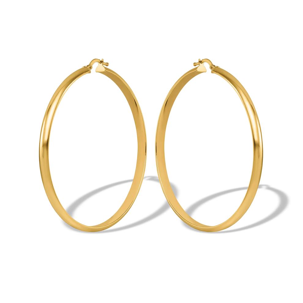 Round Polished Hoop Earrings in 14K Yellow Gold, 54mm – Image 1 of 3