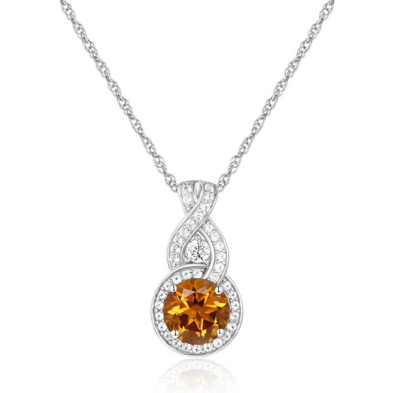 Lab-Created Citrine and Lab-Created White Sapphire Pendant in Sterling Silver – Image 1 of 3