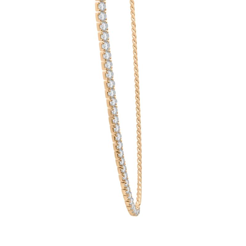 Lab-Created White Sapphire Tennis and Curb Link Necklace in Vermeil – Image 3 of 8