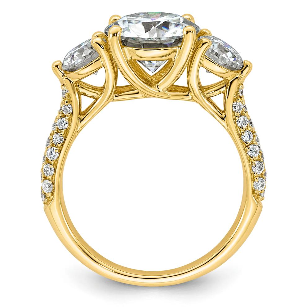 Lab-Created Moissanite Three-Stone Ring in 10K Yellow Gold (3 9/10 ct. dew) – Image 2 of 3