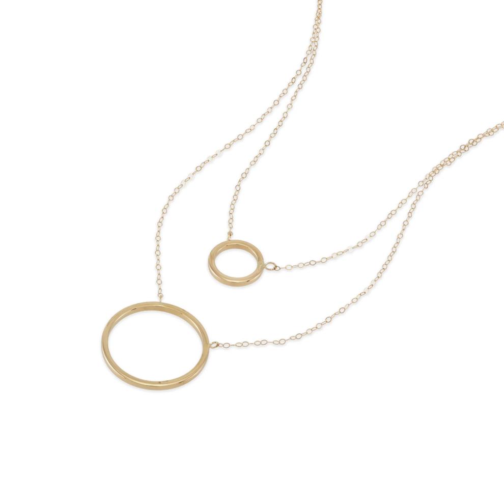 Double Circle Layered Necklace in 14K Yellow Gold – Image 4 of 4