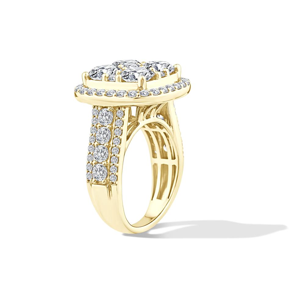 Lab Grown Diamond Halo Center Composite Engagement Ring in 10K Yellow Gold (5 ct. tw.) – Image 3 of 4