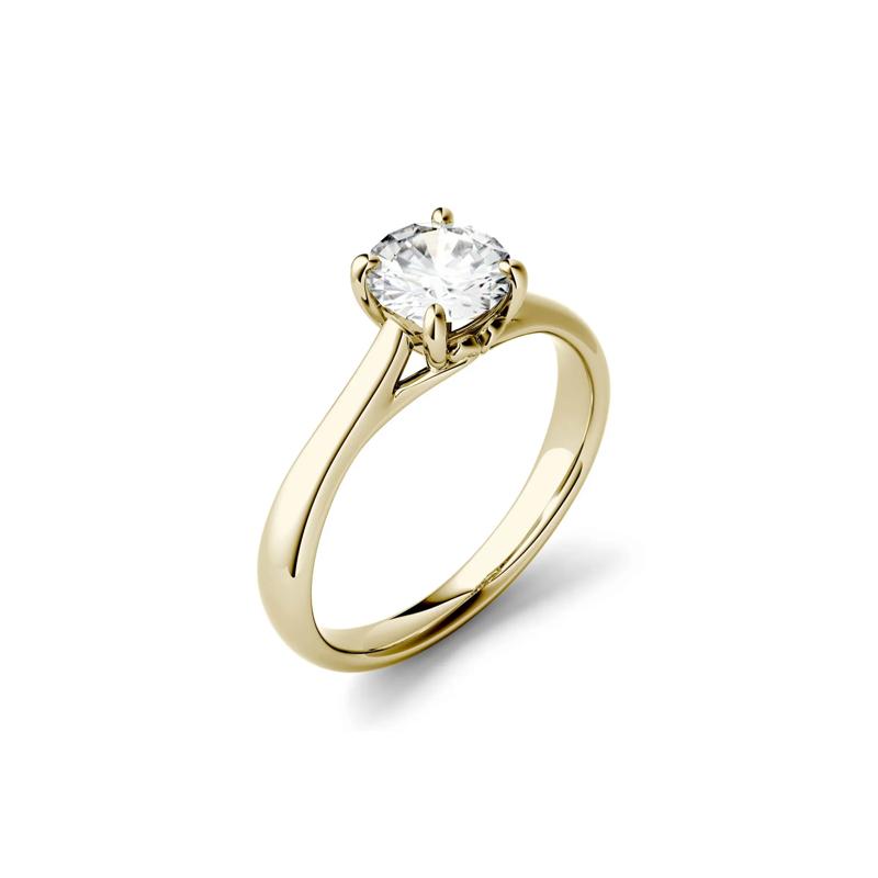 Round Moissanite Solitaire Ring in 14K Yellow Gold – Image 4 of 6