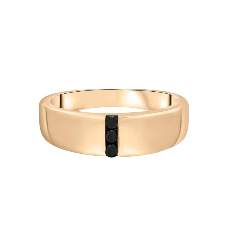 Men&#39;s Black Diamond Band in 10K Yellow Gold &#40;1/10 ct. tw.&#41; – Image 1 of 5