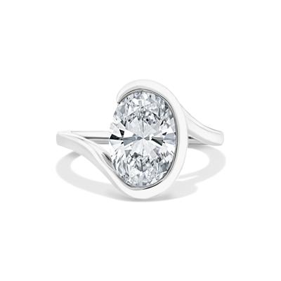 Lab Grown Diamond Oval Solitaire Engagement Ring in 14K White Gold (3 ct.)
