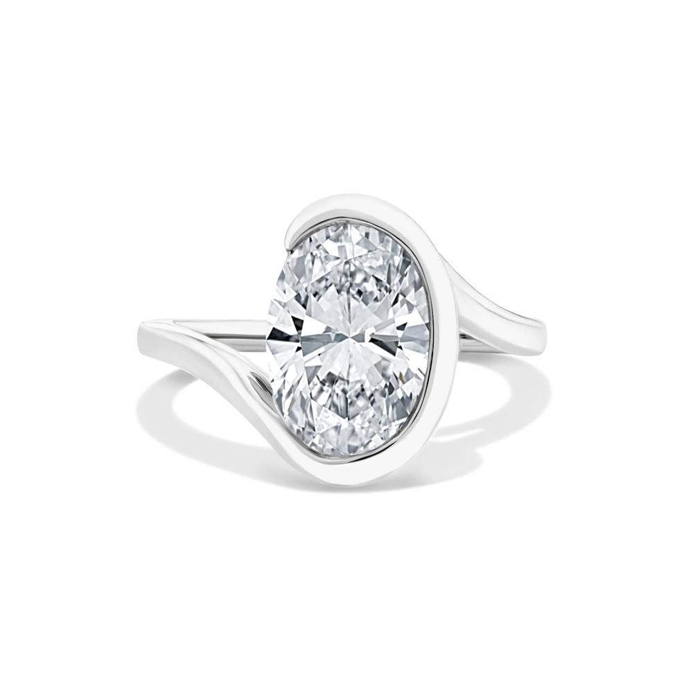 Lab Grown Diamond Oval Solitaire Engagement Ring in 14K White Gold (3 ct.) – Image 1 of 4