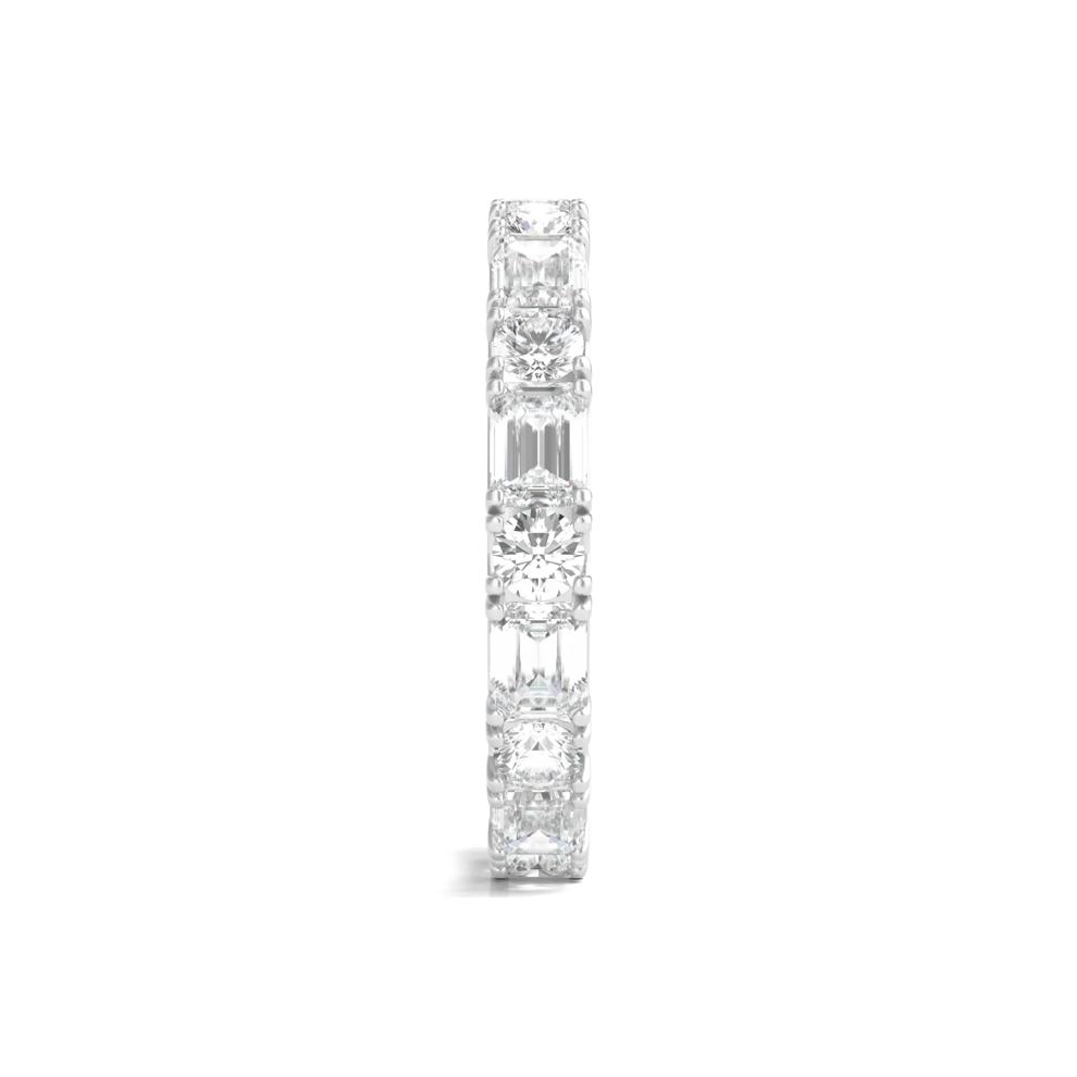 Round and Emerald-Cut Lab Grown Diamond Eternity Band in 14K White Gold (3 ct. tw.) – Image 3 of 3