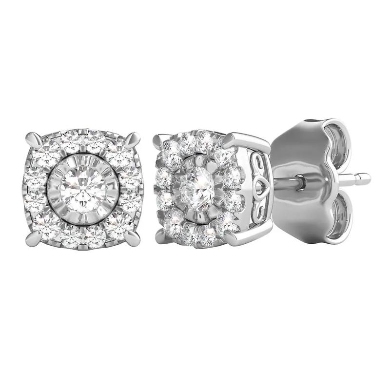 Diamond Illusion Halo Stud Earrings – Image 1 of 1