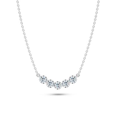Lab Grown Diamond Invisible Set Five-Stone Smile Necklace in 14K White Gold (1 ct. tw.)