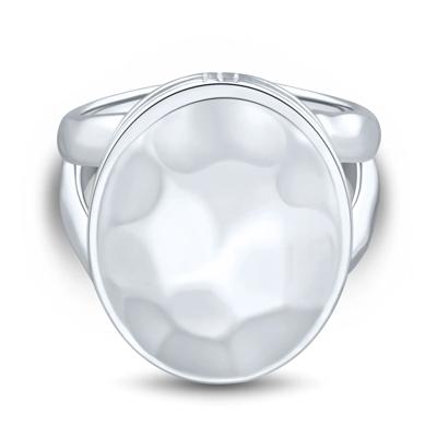 Hammered Oval Ring in Sterling Silver