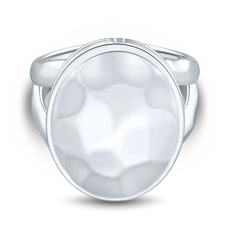 Hammered Oval Ring in Sterling Silver – Image 1 of 3