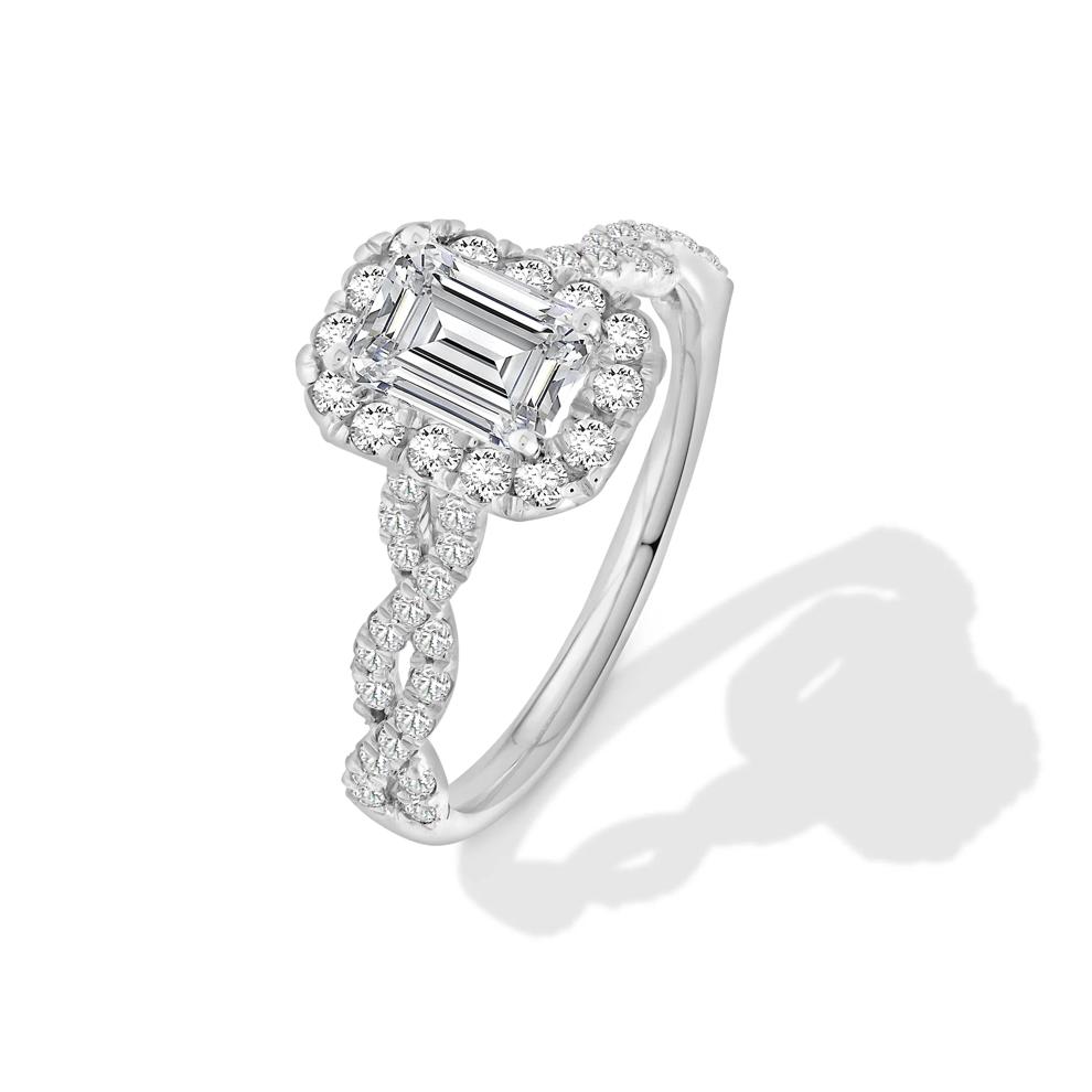 Lab Grown Diamond Emerald Center Engagement Ring in 10K White Gold (1 1/2 ct. tw.) – Image 4 of 4