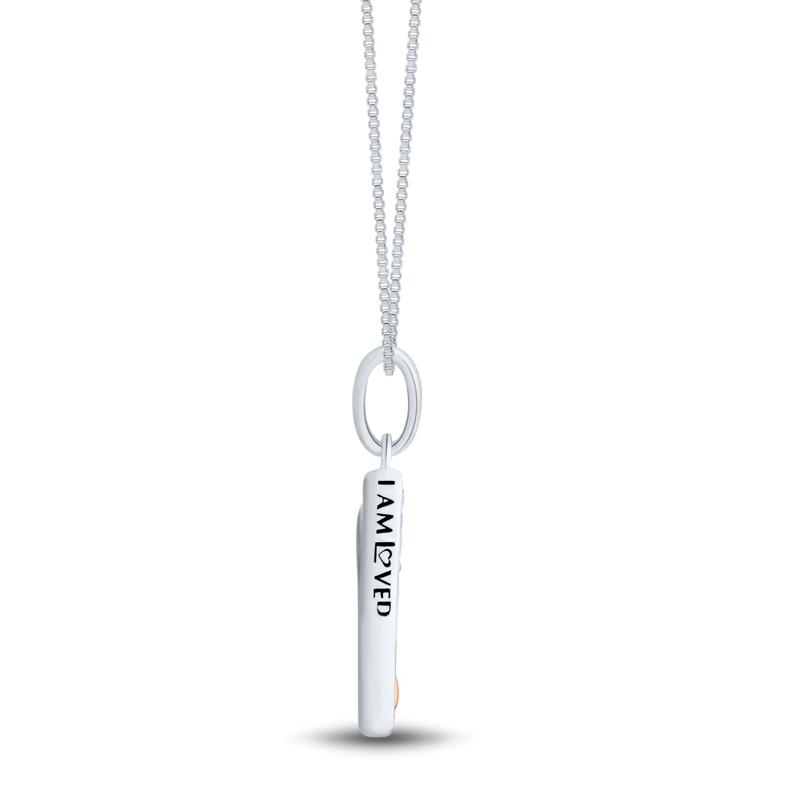 Diamond Accent Initial Y Pendant in Sterling Silver and 14K Rose Gold – Image 2 of 3