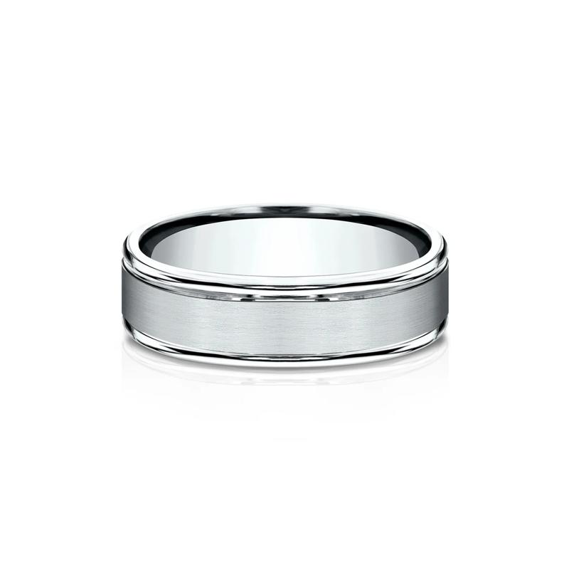 Men&rsquo;s Satin Wedding Band in Platinum, 6MM – Image 1 of 3