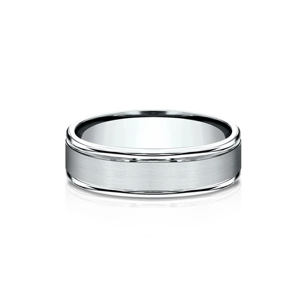 Men&rsquo;s Satin Wedding Band in Platinum, 6MM – Image 1 of 3
