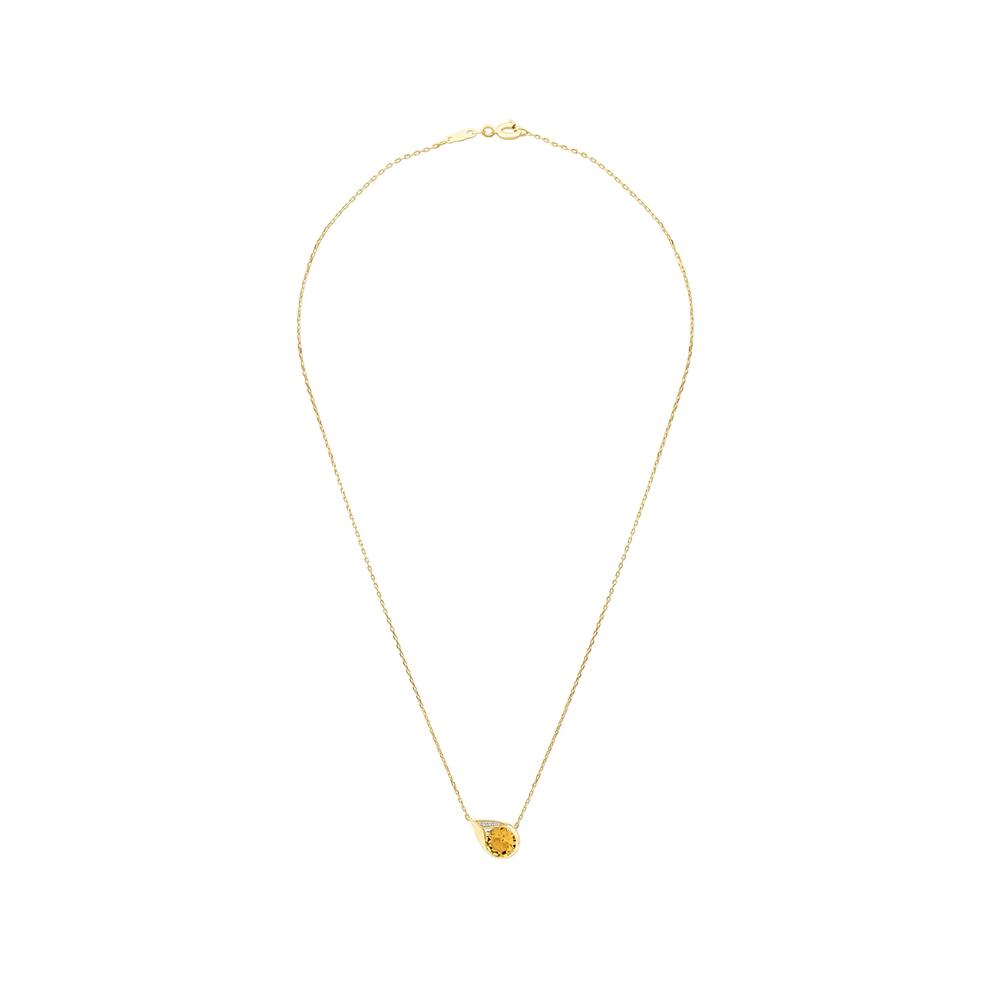 Citrine &amp; Diamond Accent Pendant Necklace in 10K Yellow Gold – Image 3 of 4