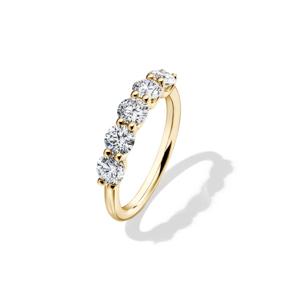 Lab Grown Diamond Five-Stone Round Anniversary Band in 14K Yellow Gold (1 1/2 ct. tw.) – Image 4 of 4