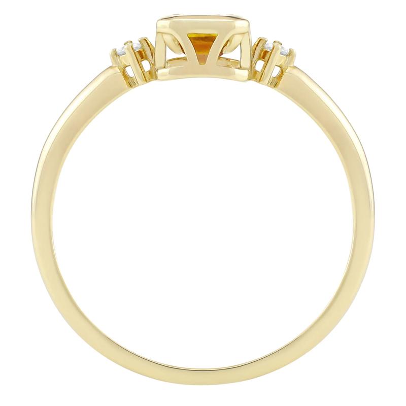 Emerald-Cut Citrine and Diamond Accent Ring in 10K Yellow Gold – Image 2 of 3