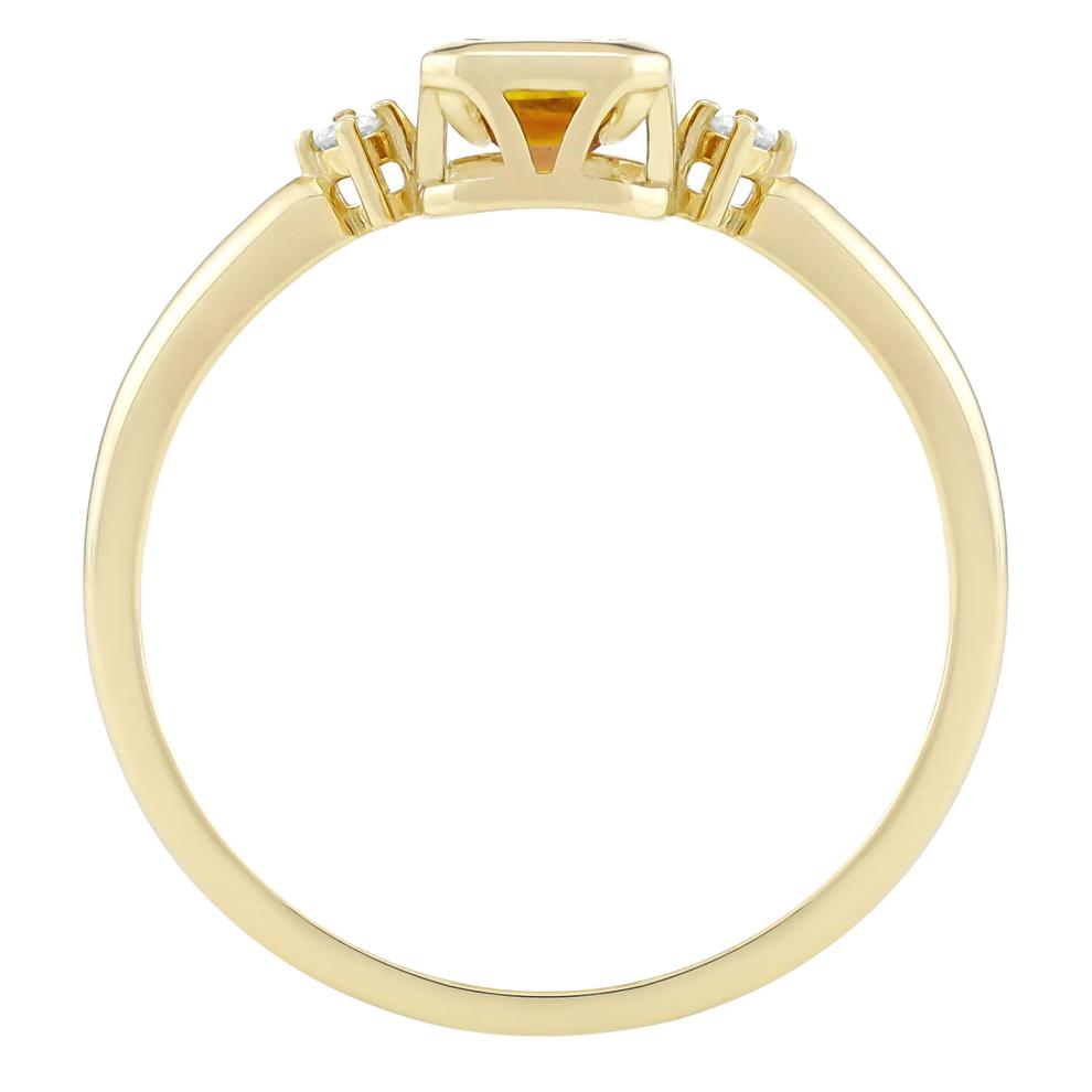 Emerald-Cut Citrine and Diamond Accent Ring in 10K Yellow Gold – Image 2 of 3