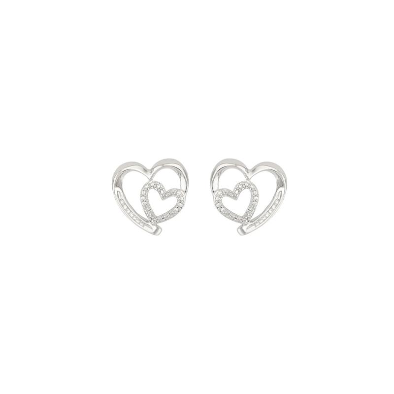 Diamond Double Heart Bracelet, Pendant &amp; Earrings Box Set in Sterling Silver – Image 3 of 4