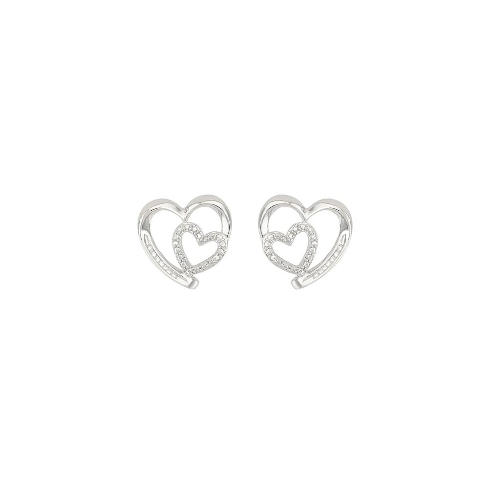 Diamond Double Heart Bracelet, Pendant &amp; Earrings Box Set in Sterling Silver – Image 3 of 4