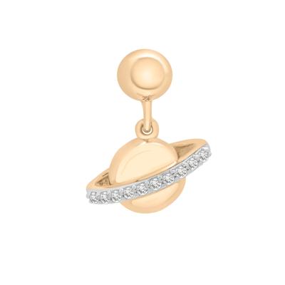 Diamond Accent Saturn Bead Charm in Vermeil