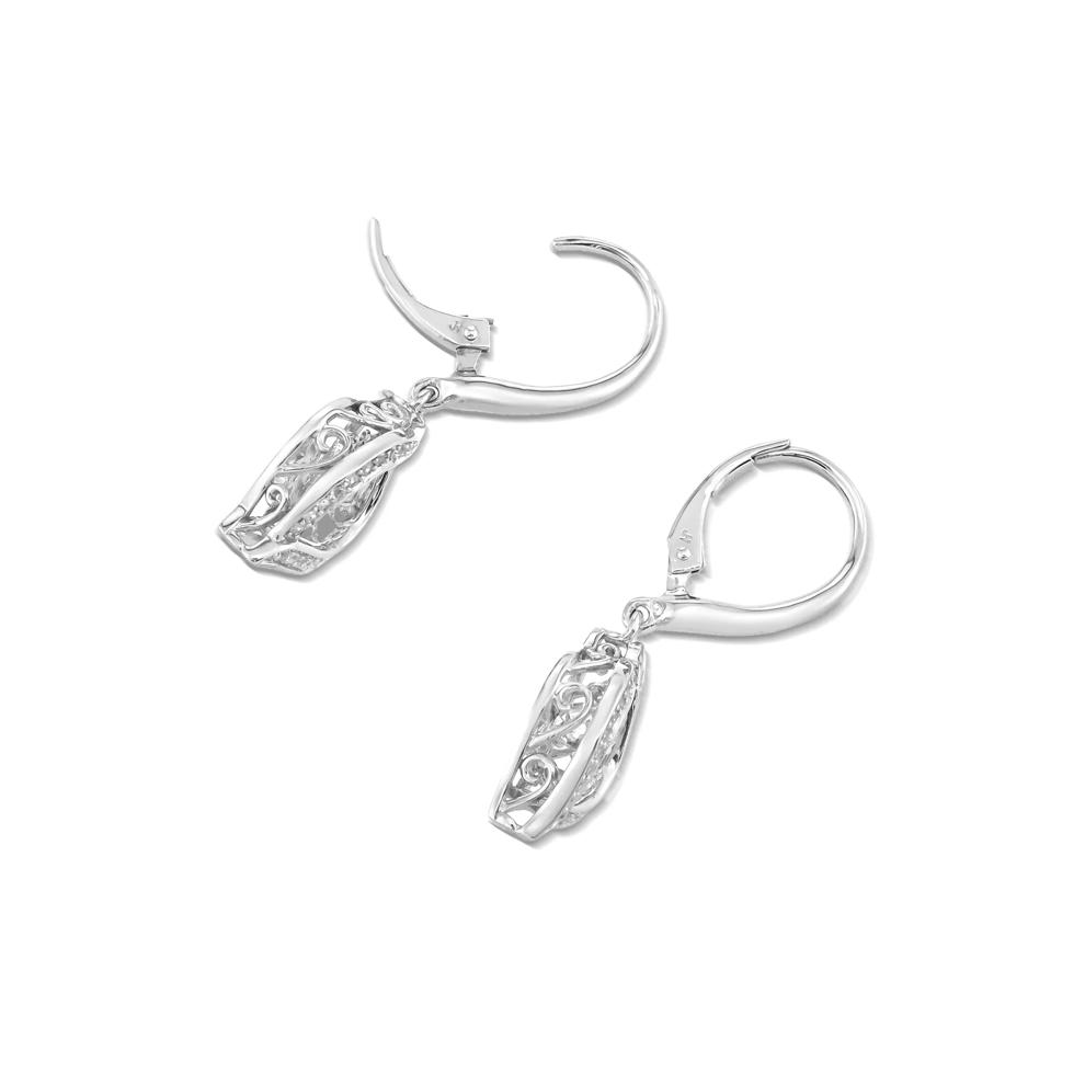 Lab-Created White Sapphire Drop Earrings in Sterling Silver – Image 2 of 2