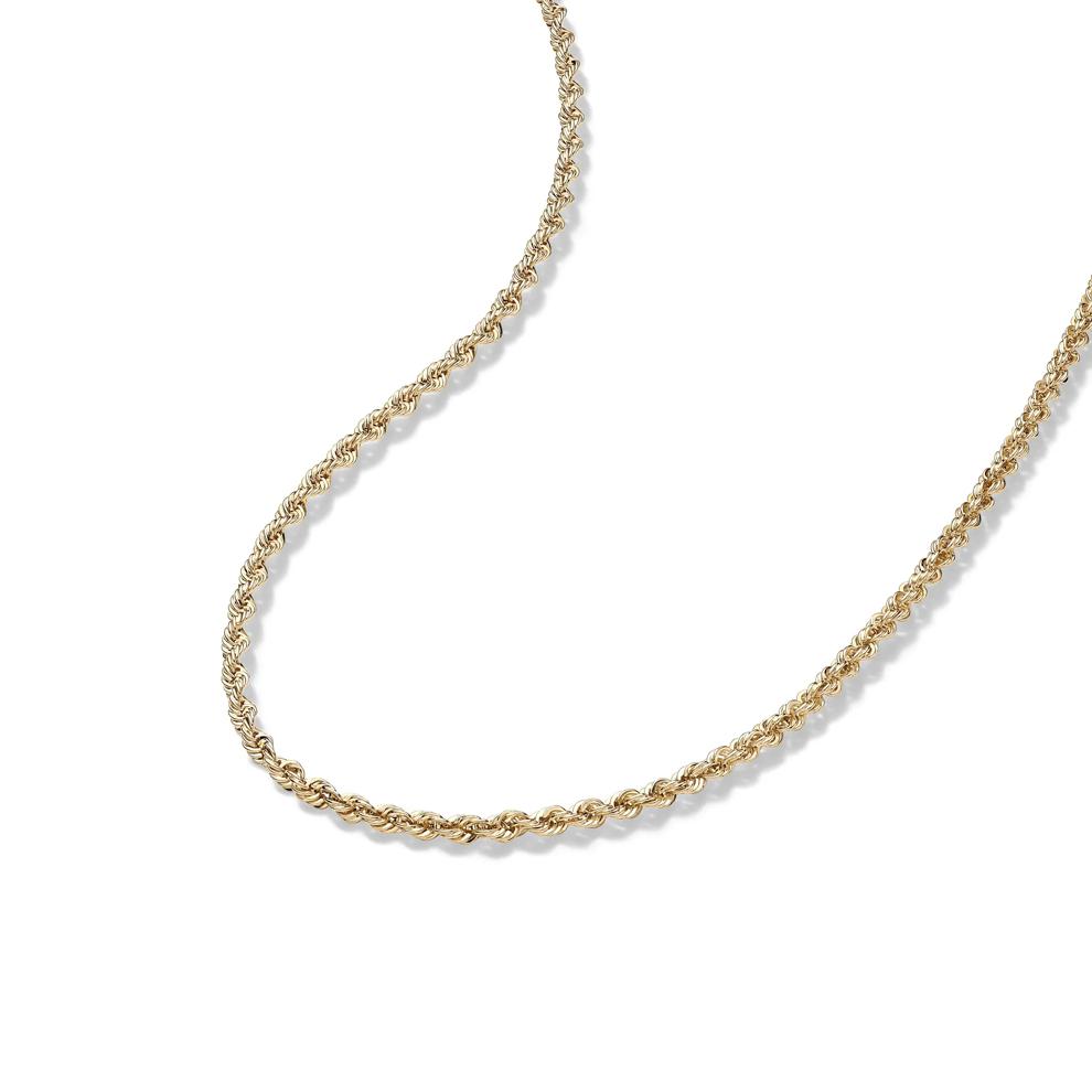 Heavy Hollow Glitter Rope Chain Necklace in 10K Yellow Gold, 20" – Image 4 of 5