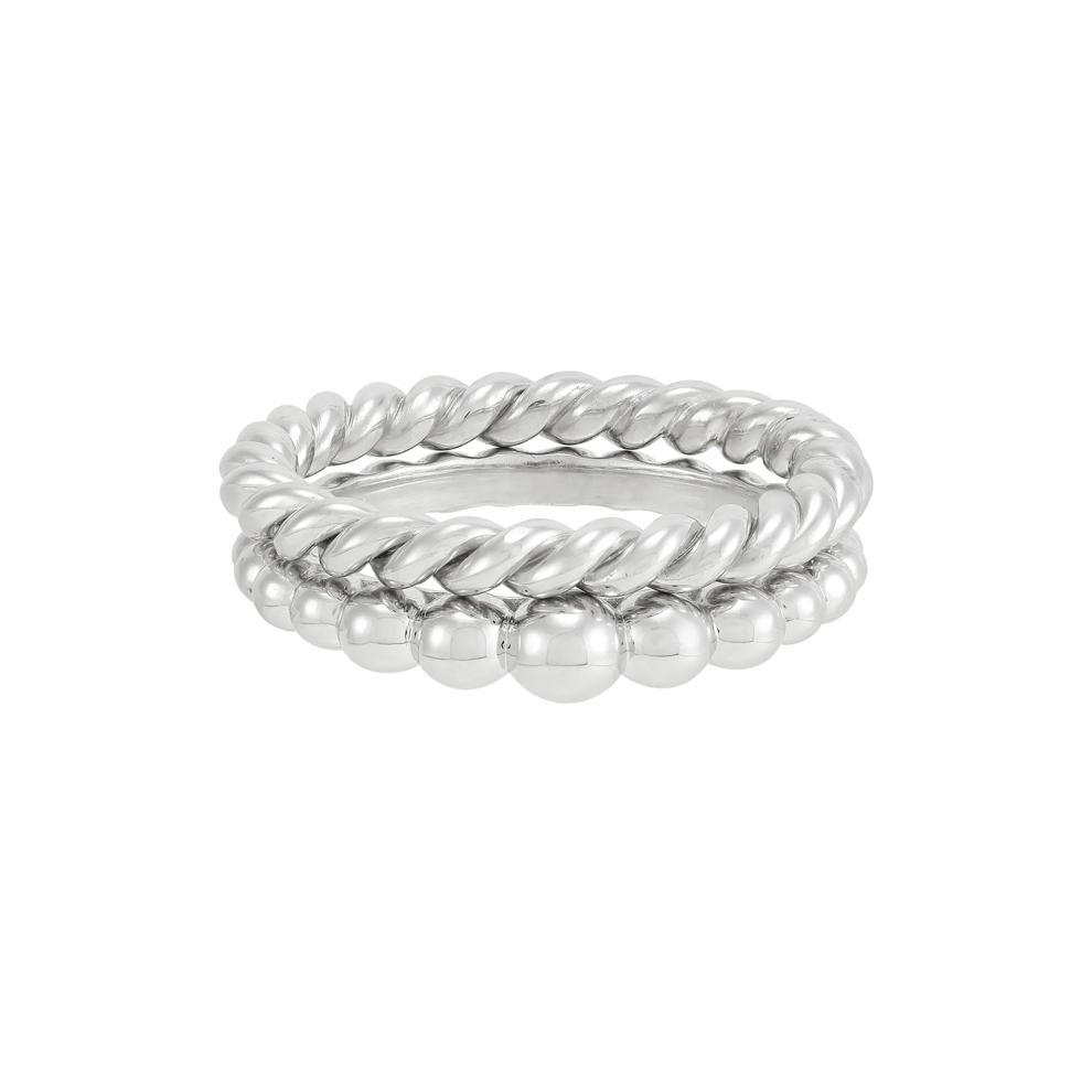 Cable and Beaded Ring Set in Sterling Silver – Image 1 of 4