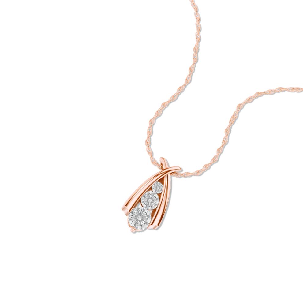 Lab Grown Diamond Three-Stone Pendant in 10K Rose Gold (1/2 ct. tw.) – Image 4 of 4