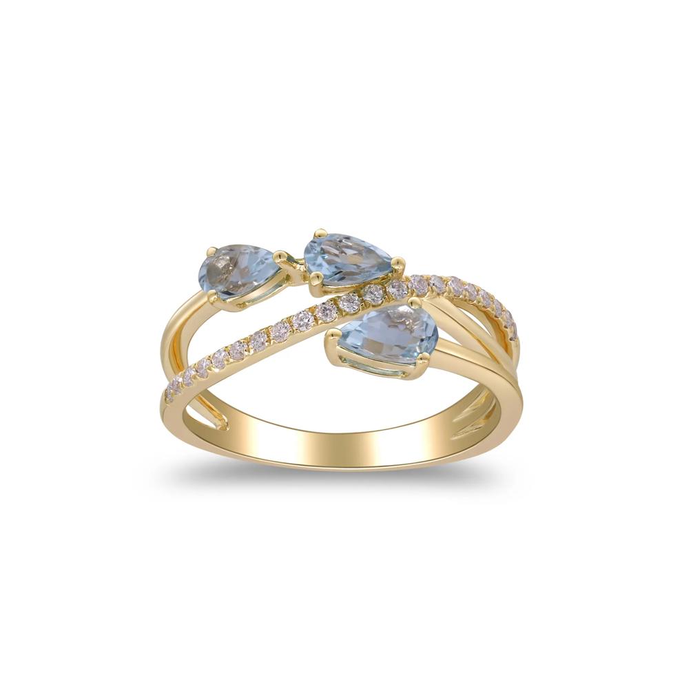 Aquamarine and Diamond Ring in 10K Yellow Gold (1/7 ct. tw.) – Image 1 of 5